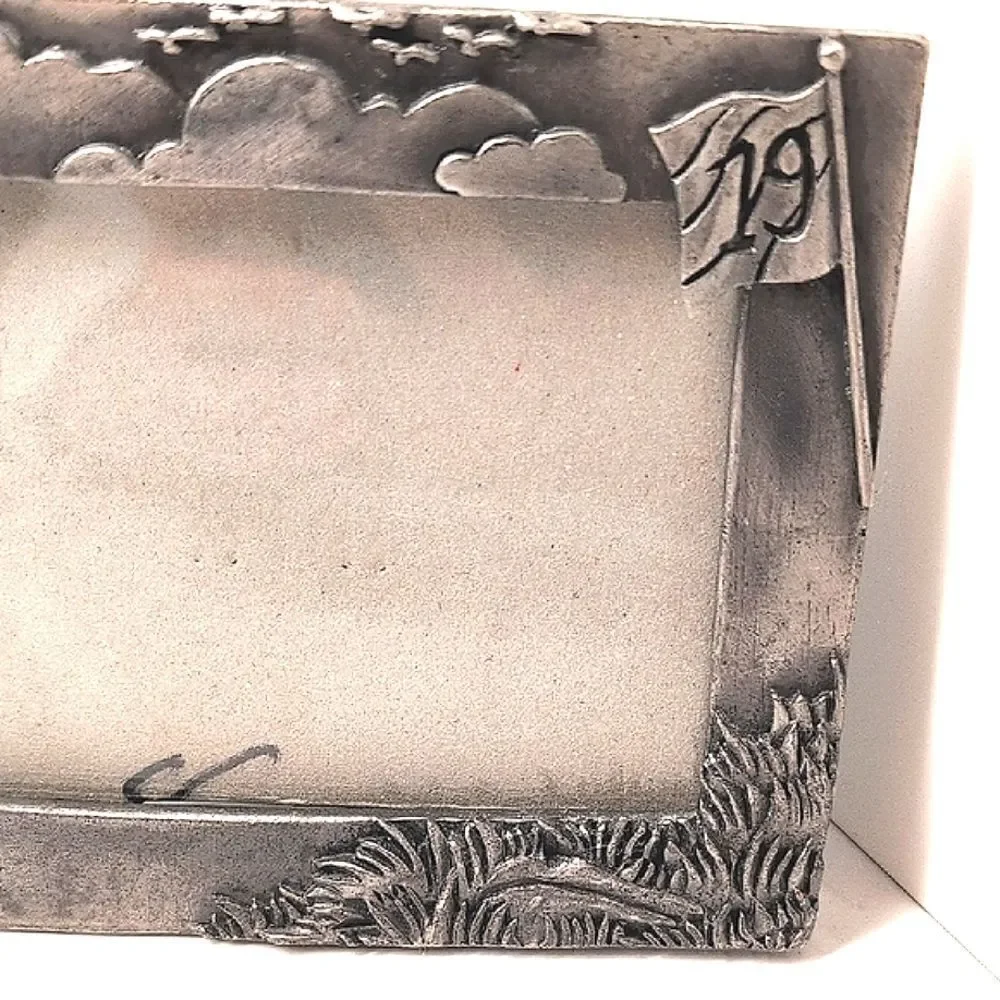 Golf Themed Pewter Picture Photo Frame Easel Back Vintage
